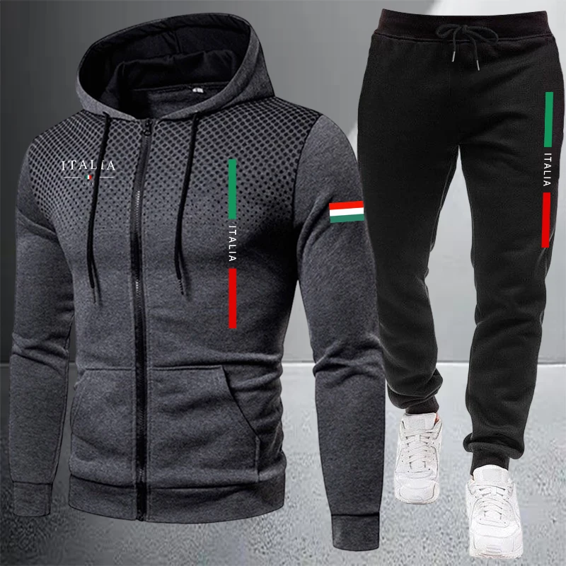 Winter Clothing Stores - Men's Tracksuit Casual Zip Hooded Sweatshirt