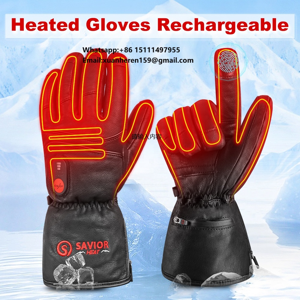 Heated Gloves Electric - Heated Leather Gloves Men Women Winter