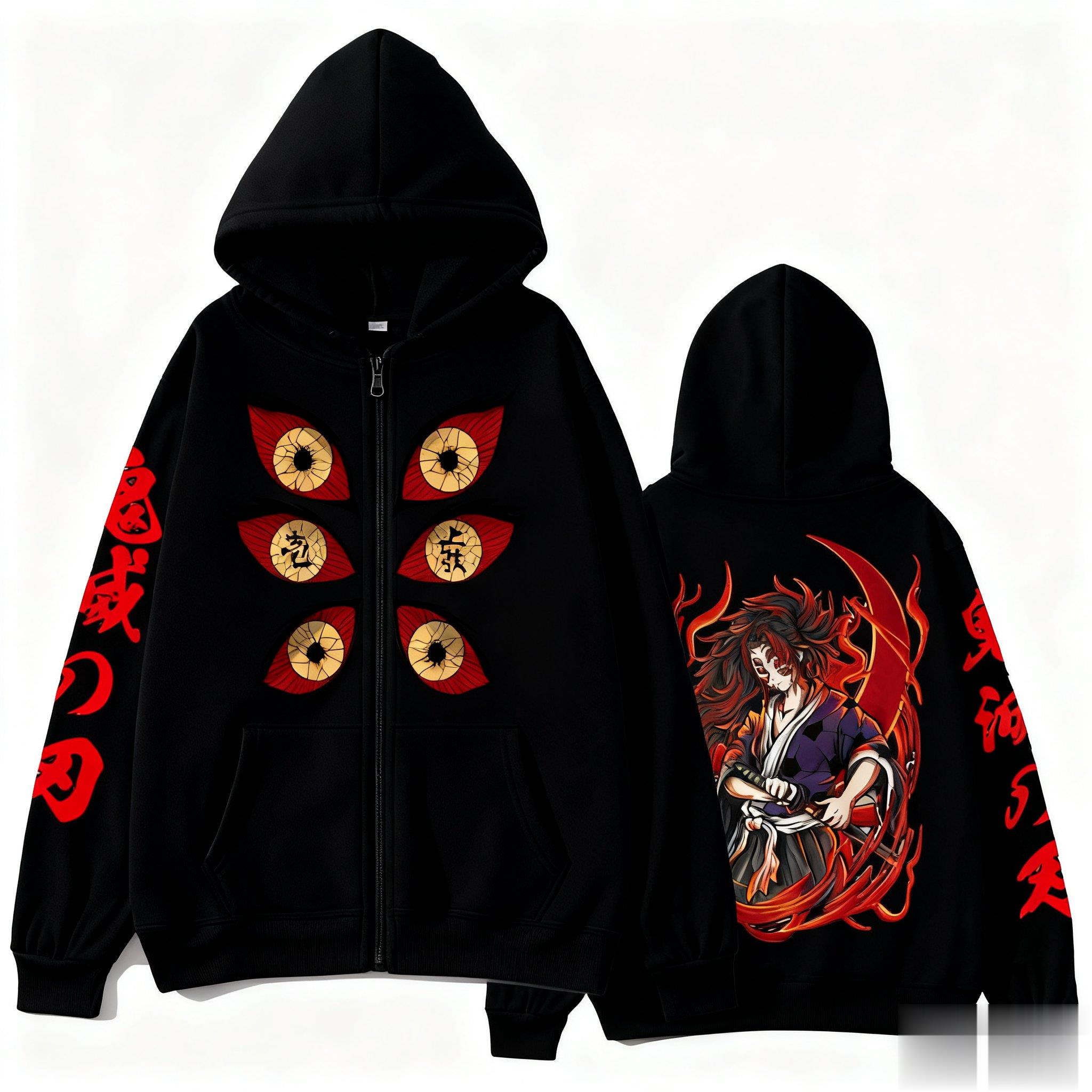 Winter Clothing Anime - Kokushibo Men Autumn Winter 100%Cotton Zipper