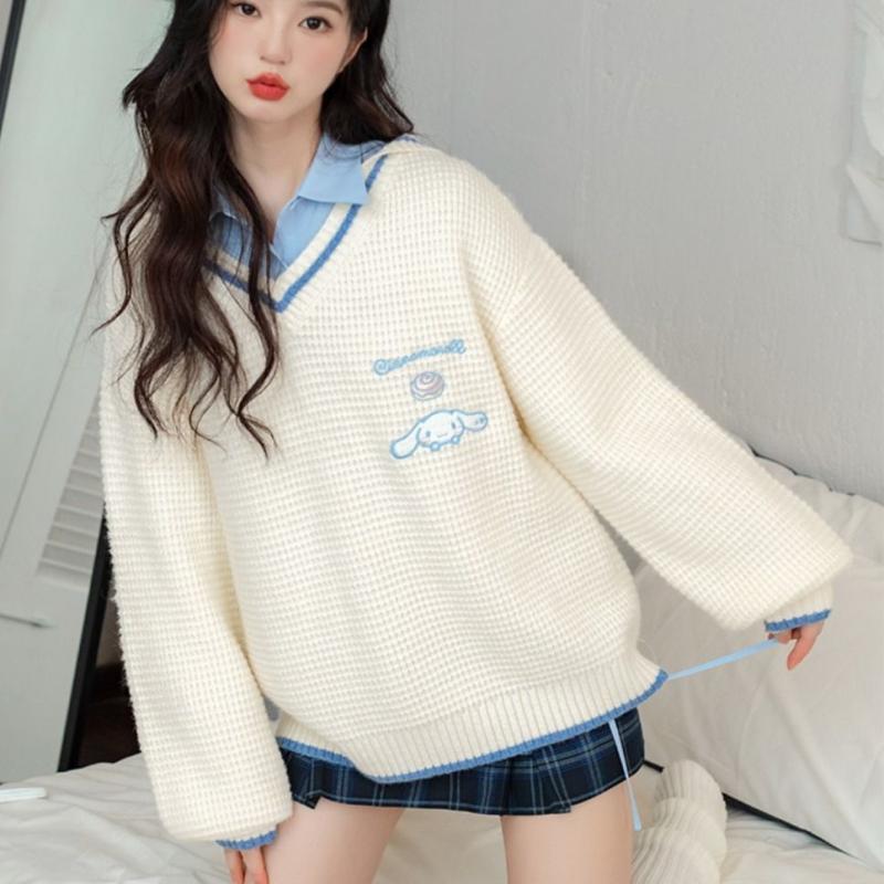 Winter Clothing Cute - Kawaii Sanrio Kuromi Cinnamoroll Knitted Sweater