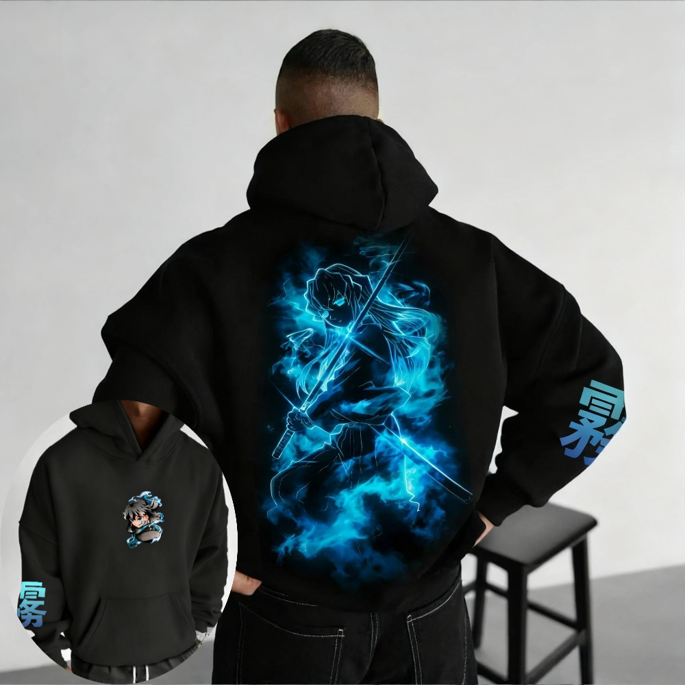 Winter Clothing Anime - Demon Slayer Men's Hoodie Sweatshirt Muichiro