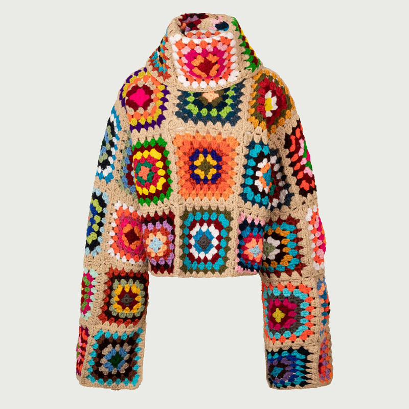 Colorful Crochet Sweaters Gran - Winter Clothing Cute 评论和价格