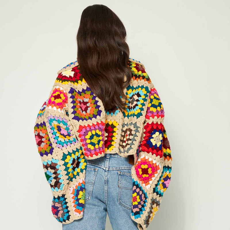 Colorful Crochet Sweaters Gran - Winter Clothing Cute 评论和价格