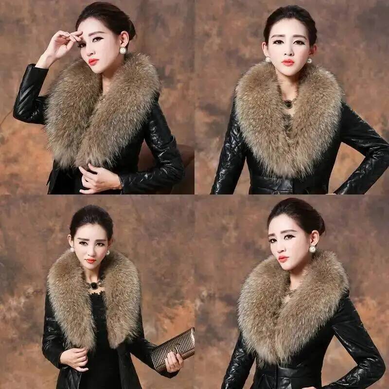 Natural Raccoon Fur Collar Rea - Winter Clothing Design 评论和价格