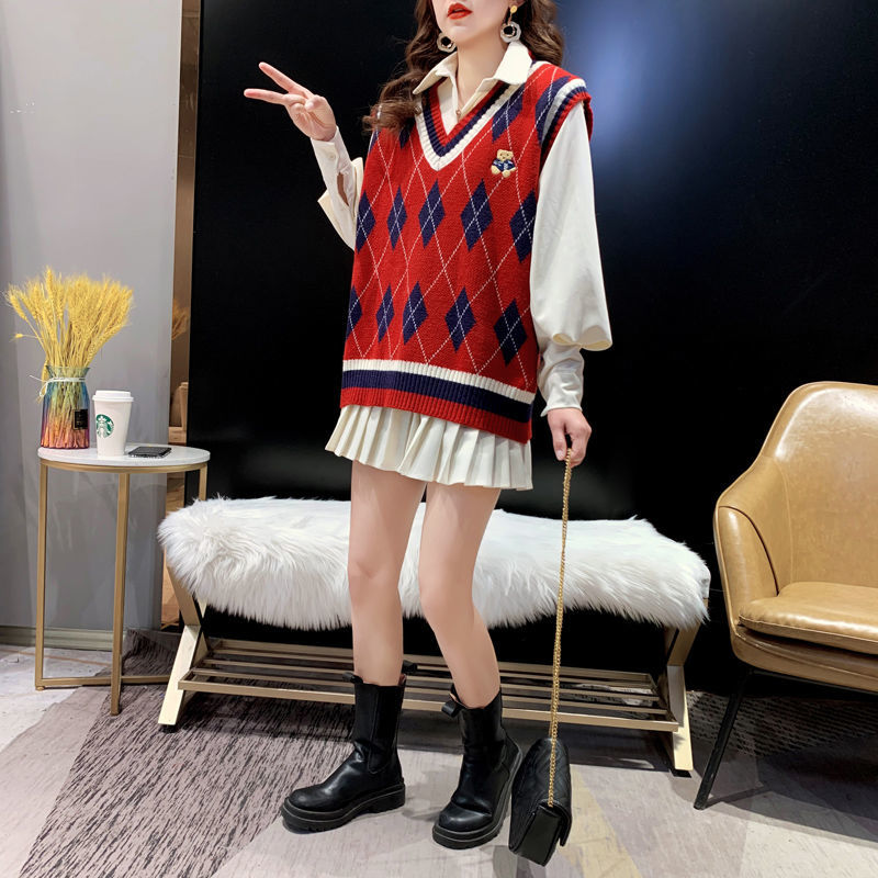 Red Knit Vests for Women Sleev - Winter Clothing Trends 2025 评论和价格