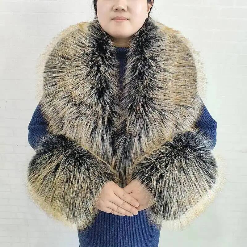 Large Women Faux Fox Fur Scarf - Winter Clothing Design 评论和价格