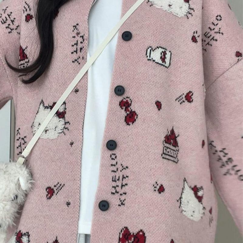 Hello Kitty Kawaii Women Cardi - Winter Clothing Cute 评论和价格