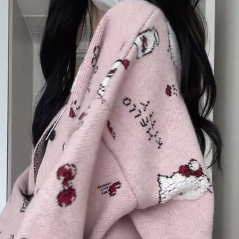 Hello Kitty Kawaii Women Cardi - Winter Clothing Cute 评论和价格