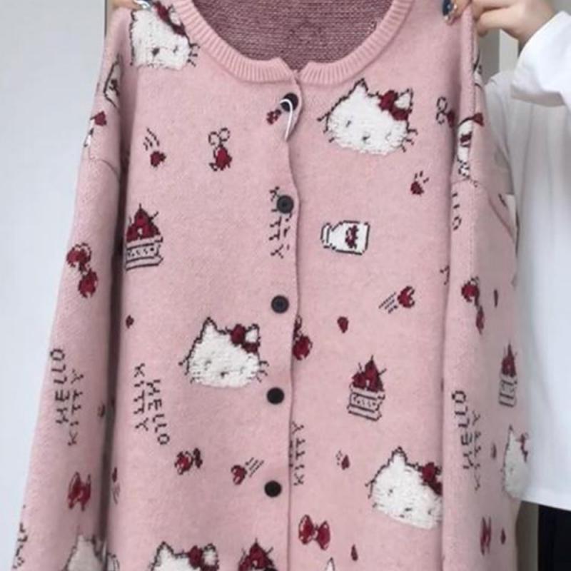 Hello Kitty Kawaii Women Cardi - Winter Clothing Cute 评论和价格