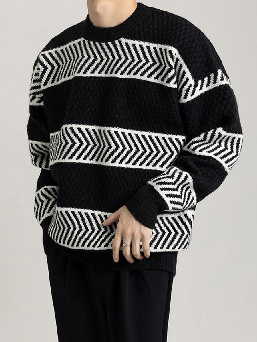 Casual Loose Stripes Pullover  - Winter Clothing Colors 评论和价格