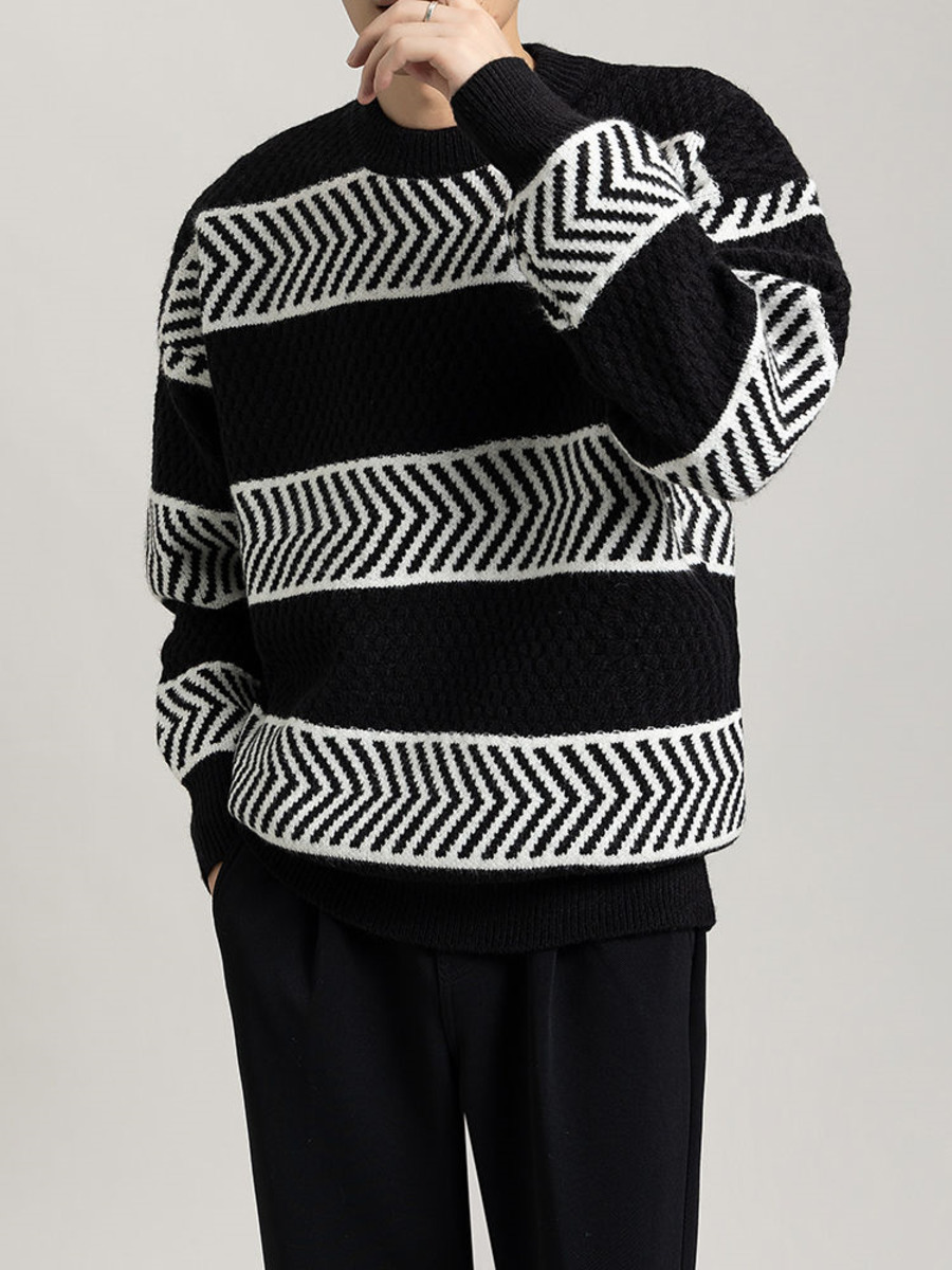 Casual Loose Stripes Pullover  - Winter Clothing Colors 评论和价格