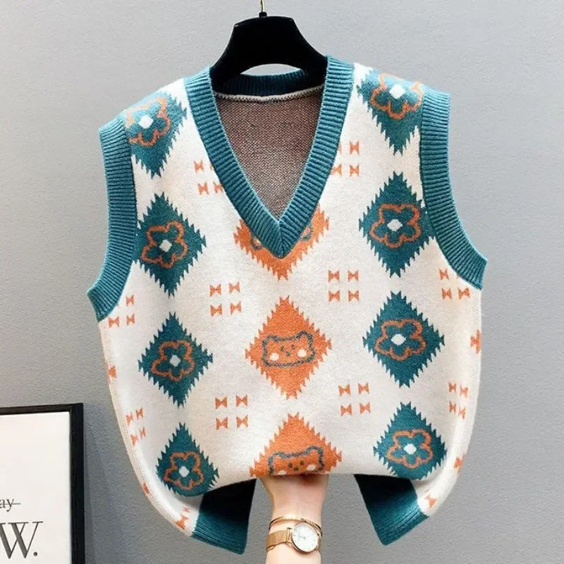 V-Neck Knit Vests for Women Sh - Winter Clothing Cute 评论和价格