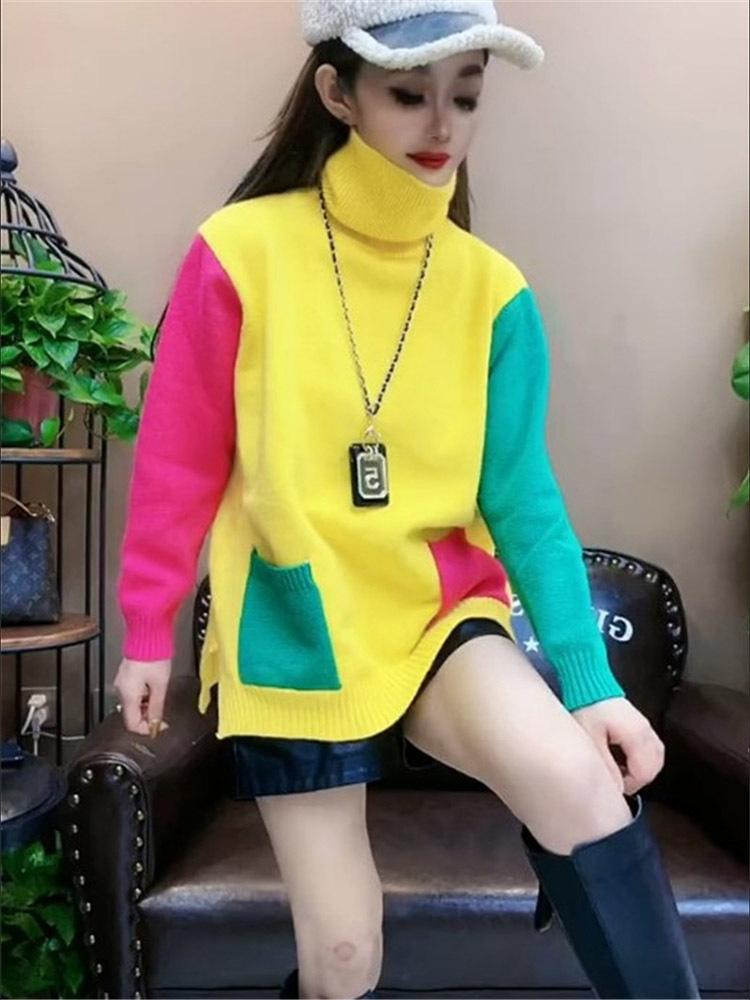 Casual Colors Patchwork Knitte - Winter Clothing Colors 评论和价格