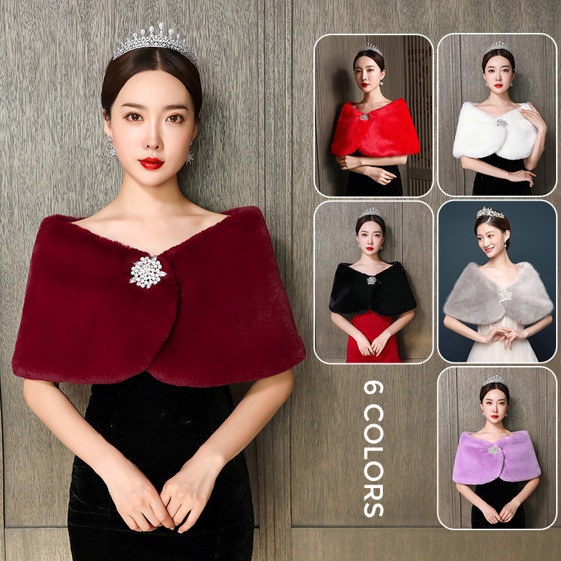 Women Bridal Shawl Wedding Cap - Winter Clothing Design 评论和价格