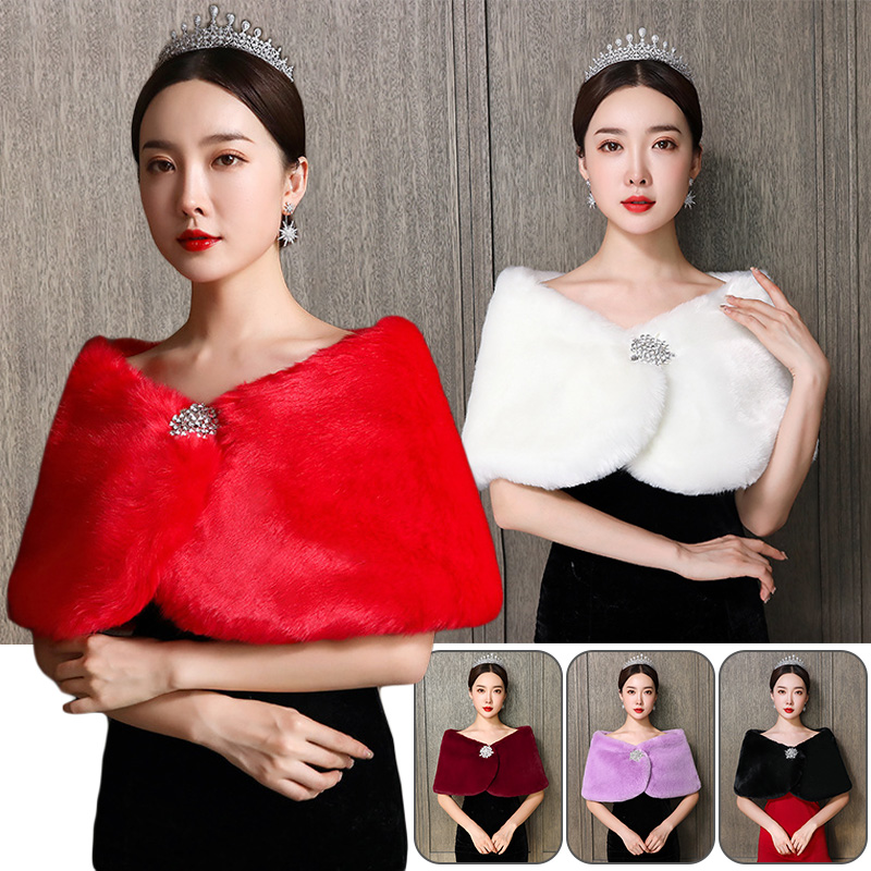 Women Bridal Shawl Wedding Cap - Winter Clothing Design 评论和价格