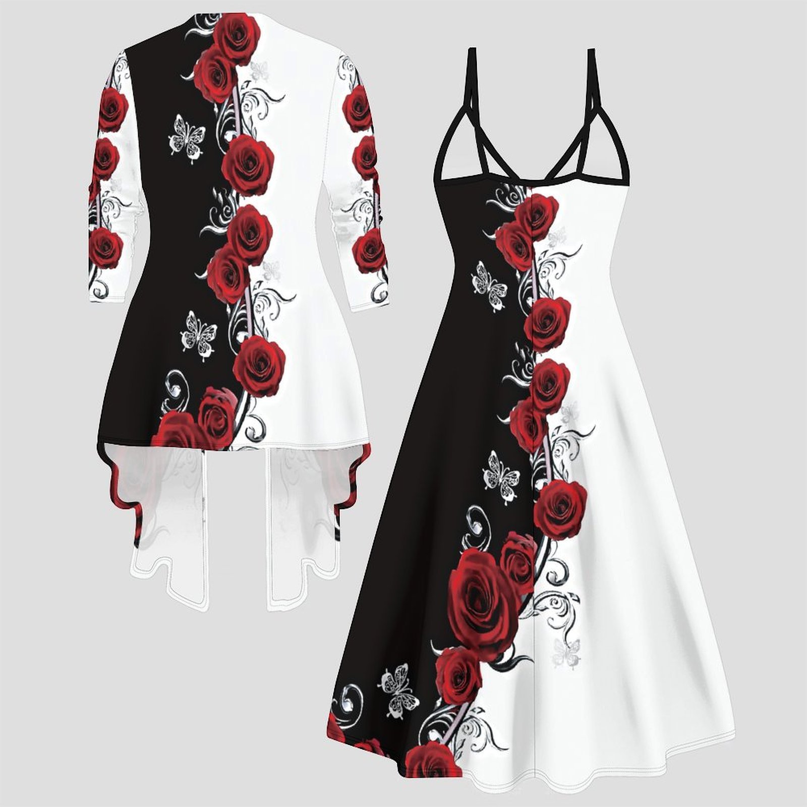 Print Two Piece Set Women Midi - Winter Clothing Design 评论和价格